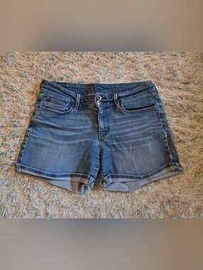 Denizen Levis Denim Blue Jean Shorts Womens Juniors Cuffed 2 Button Zip